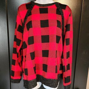 Jillian N Black & Red Buffalo Plaid Top Sz L NWT